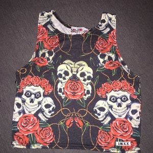 Skeleton and roses crop top